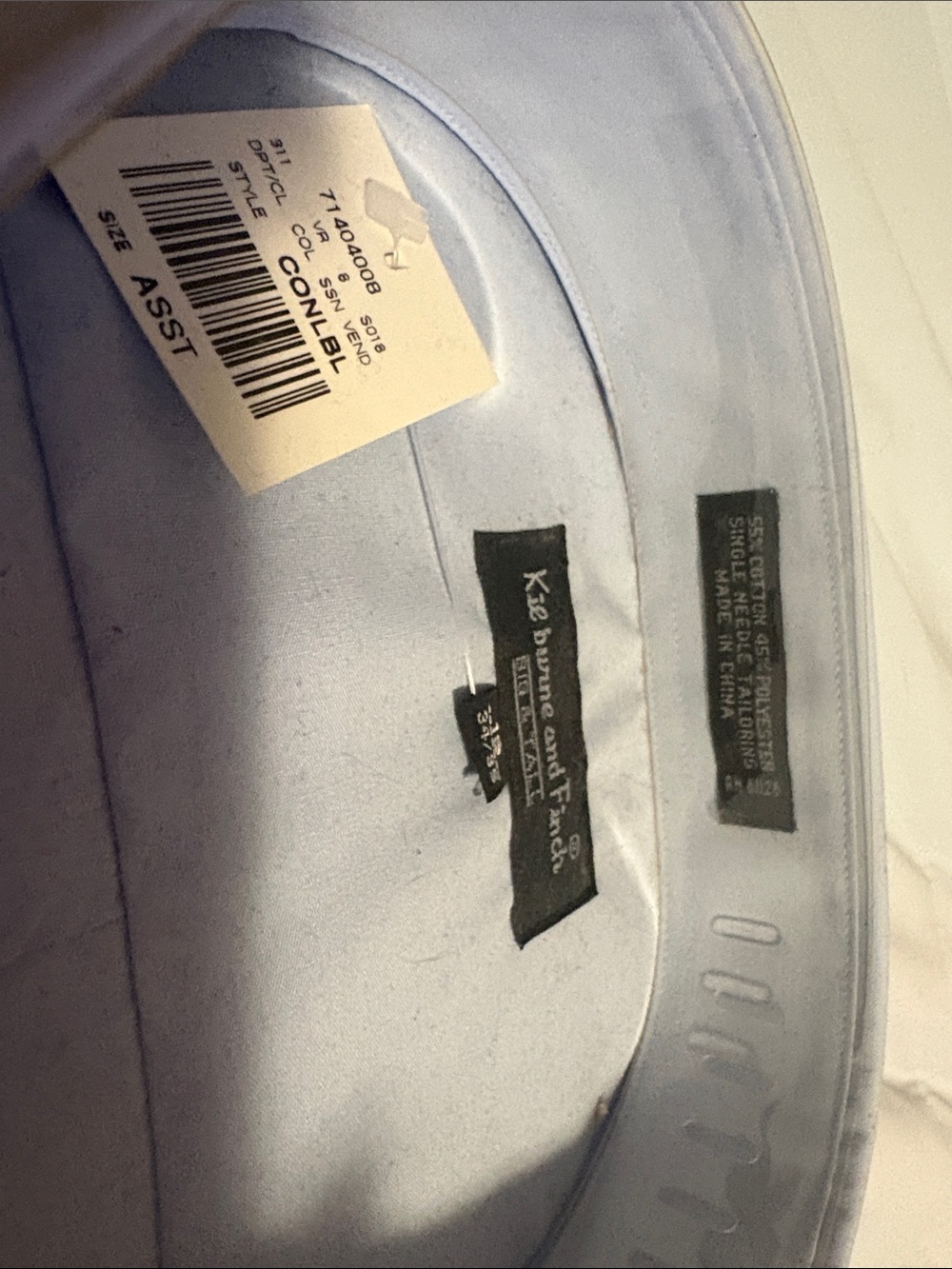 NWT Light Blue Men's Dress Shirt by Kilburne and Finch Size 19 (34/35) Big &Tall - Picture 6 of 9